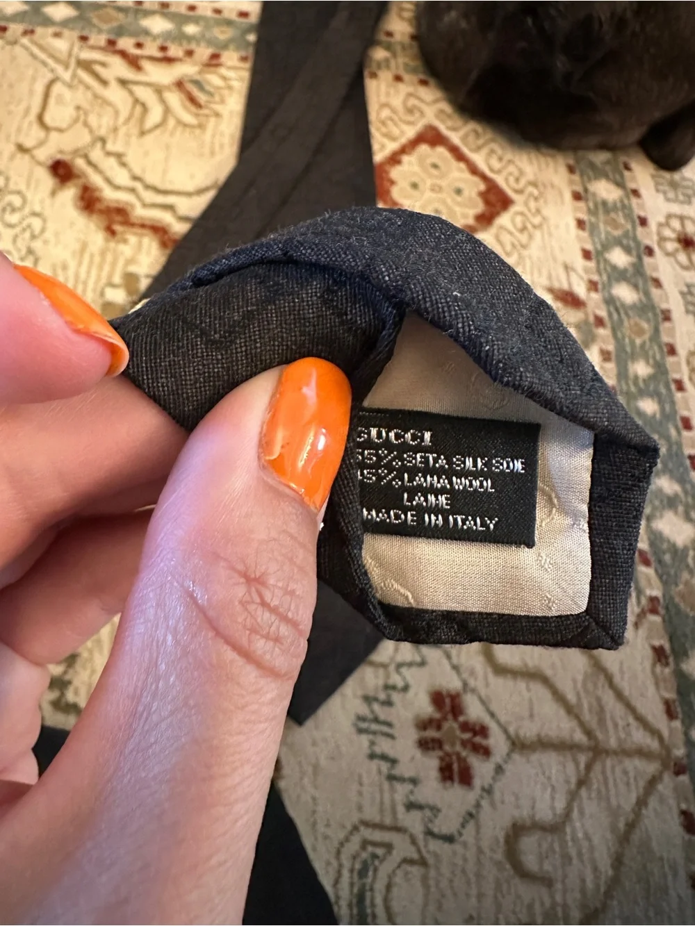 Gucci Black Textured Square-Pattern Tie